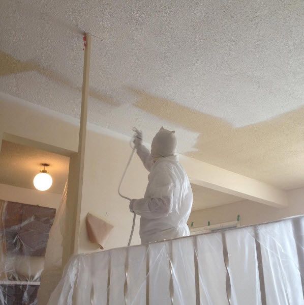 Stipple ceiling · sprayed & masked