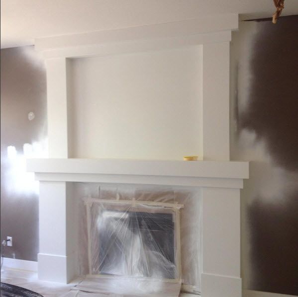 Fireplace & mantel · crisp white